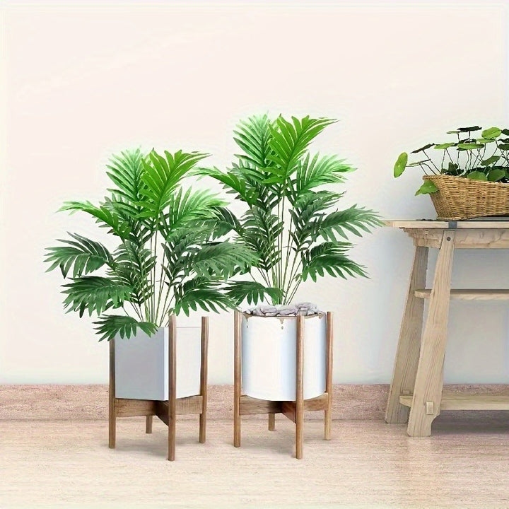 2pcs Lifelike Artificial Palm Plants with Large Leaves - Perfect for Indoor/Outdoor Decor, Weddings, Hotels, Gardens, and Seasonal Events - Durable Plastic Greenery in Black Pots, Palm Tree Decor