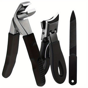 3 pezzi per unghie spesse per anziani, tronchesi per unghie dei piedi angolati e pesanti con raccoglitore, tronchesi per unghie grandi senza disordine con apertura ampia per uomini e donne, tagliaunghie in acciaio inossidabile affilato