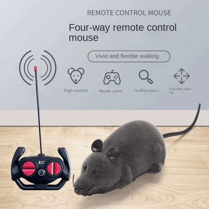 Remote-Controlled Squeaky Mouse Toy for Cats & Dogs - Durable Plastic, Ideal for Small Breeds (Batteries Not Included)