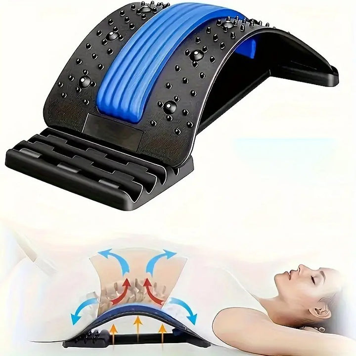 [Multi-Level Back Stretcher Massager] 1 Adjustable Back Stretcher and Massager-multi-level Spinal Relief Device with Comfortable Foam Pad and Durable ABS Material, Portable and Suitable for Home, Office and Gym, Ideal Gift fo