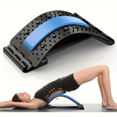 1 Adjustable Back Stretcher and Massager-multi-level Spinal Relief Device with Comfortable Foam Pad and Durable ABS Material