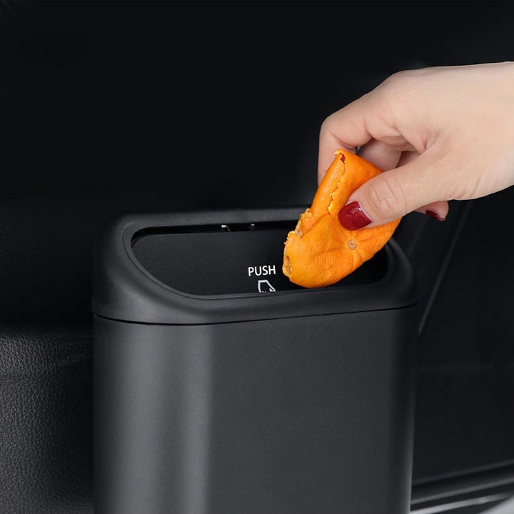 1pc Car Trash Can with Lid, Small Leak-Proof Hanging Auto Garbage Bin, Durable ABS Material, with Vehicle Waste Management for Auto