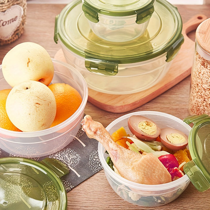 3/4-Pack FreshSeal Contenants de Rangement Alimentaire Hermétiques, Grande Capacité, Empilables, Gain de Place, Plastique, Sans Pile, pour Organisateur de Cuisine, Fruits, Légumes, Viande, Oeufs, Raviolis