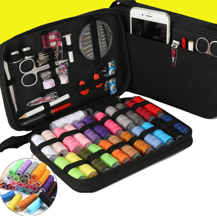 [BOBODE Sewing Kit] BOBODE 43/104pcs Sewing Kit - 24-Color Threads, Needle and Thread Kit for Small Fixes, Basic Mini Travel Sewing Kit for Emergency Repairs, Color: Black, No Printing