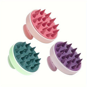 Brosse de massage pour cheveux en silicone souple - Brosse à cheveux pour shampoing en silicone - Peigne de lavage des cheveux, doux pour la peau, doux et confortable, exfolie les peaux mortes du cuir chevelu, trois couleurs disponibles