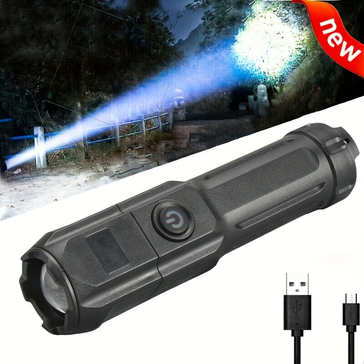 1pc Strong Light Zoom Flashlight Outdoor Multifunctional Portable Household Small Flashlight Telescopic Zoomable Lighting