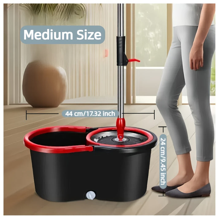 Set di secchio e mocio EasyWring con dispenser di sapone - Sistema rotante a 360°, include 2 teste di mocio in microfibra e manico in acciaio inossidabile regolabile da 61", ideale per una pulizia efficiente dei pavimenti (20QT)