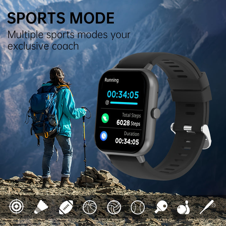 [Full Touch Screen] Smartwatch | 1.83" Full Touch Screen | Text & Call Functions, 100+ Sports Modes, Pedometer, Calorie Counter | Compatible With Android & IOS