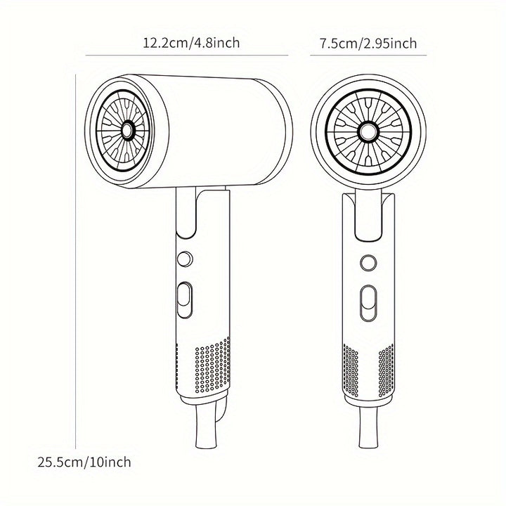 Professional Ionic Hair Dryer Blow Dryer with Diffuser and Concentrator and Hanging rack for Curly Hair Negative Ions Dryer with Ceramic Technology Nozzle for Fast Drying as Salon Light and Quiet, Folding Travel