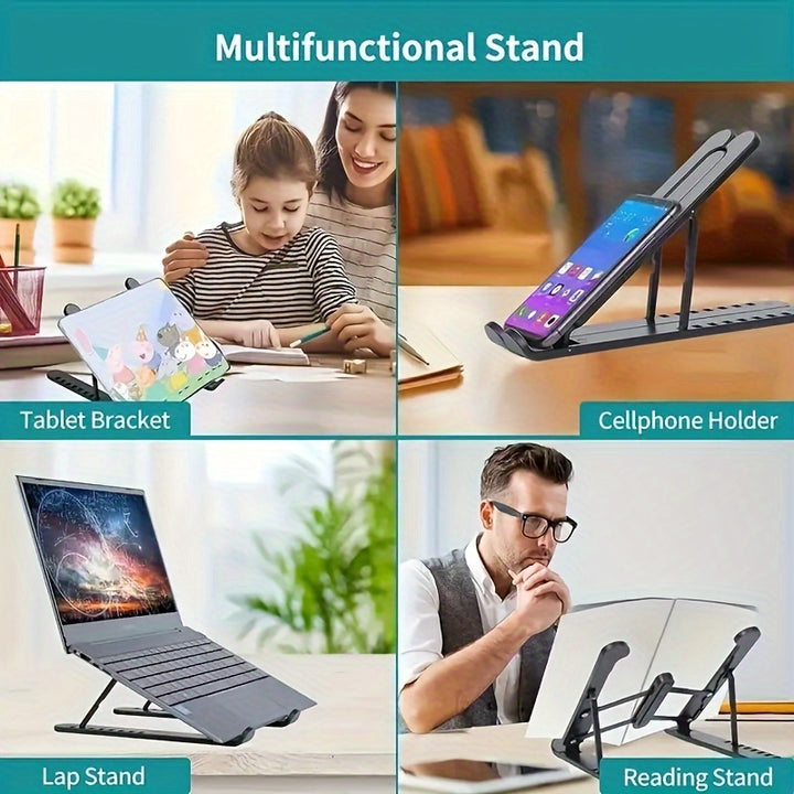 Adjustable Laptop Stand, Portable Multi-Angle Notebook Holder with Soft Silicone Pads, ABS Material, Compatible with 25.4-43.18cm Laptops, Foldable & Lightweight Design with Device Mount Features