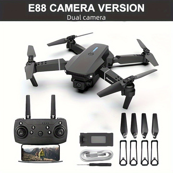 [Halloween] E88 Dual Camera Drone - Suitable for Beginners, Four-Axis Aircraft, Indoor and Outdoor Drones, Youngsters's Toy Drones, Perfect Gifts for Christmas, Halloween and Thanksgiving, Affordable Portable Aerial Photograp