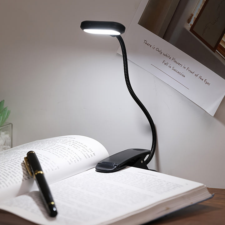 1pc Clip On Book Light, Battery Powered Flexible Hose Table Lamp, Desktop Small Reading Lamp, Portable Small Night Light For Room Decor