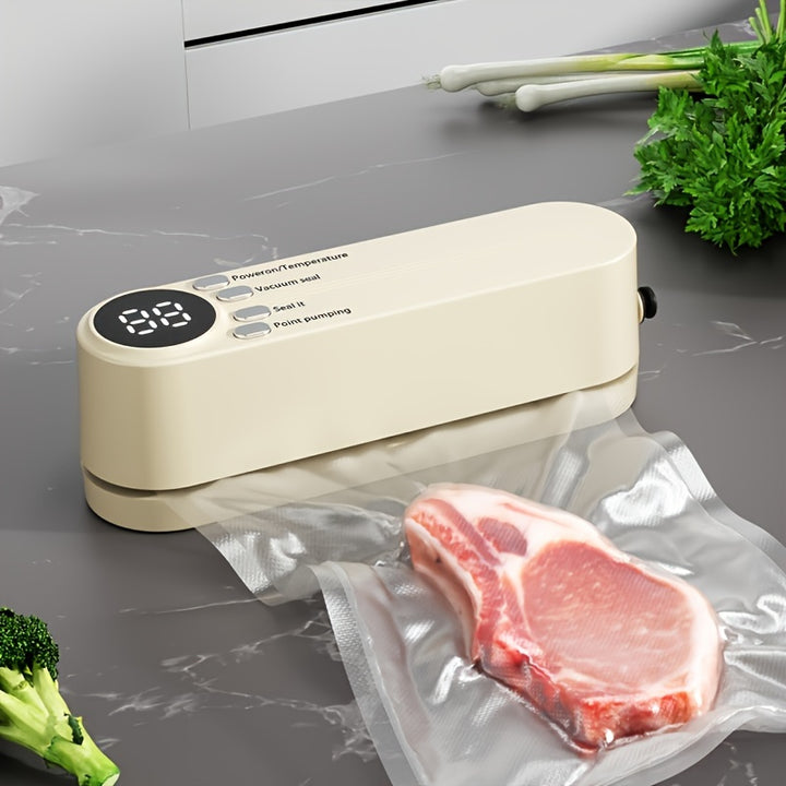 Portable USB Rechargeable Vacuum Sealer with Quick Seal, Airtight Bags & Pump - Space-Saving Design for Food Preservation of Snacks, Meat, Fruits & Vegetables