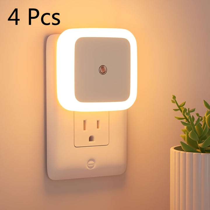 [4pcs Smart LED Night Lights] Audeanor 4pcs Smart LED Night Lights - Auto-On/Off with Motion Sensor, Plug-In Wall Lighting for Bedroom, Kitchen, Stairs & Hallway, Smart Night Light Lamp