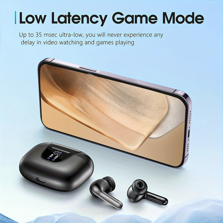 LAN XUN Wireless Headphones, Wireless 5.3 Earbuds, 13mm Speaker, 30H Playtime, Type-C Fast Charging Box, Stereo Wireless In-Ear Headset
