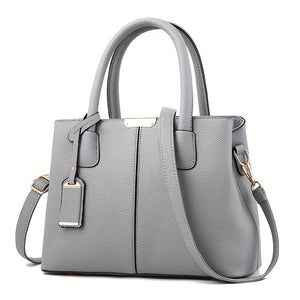 Borsa Tote in PU Grigia di Grande Capacità - Borsa a Spalla e Crossbody Versatile e Stilos, con Cinghie Regolabili, Chiusura con Zip e Fodera in Poliestere