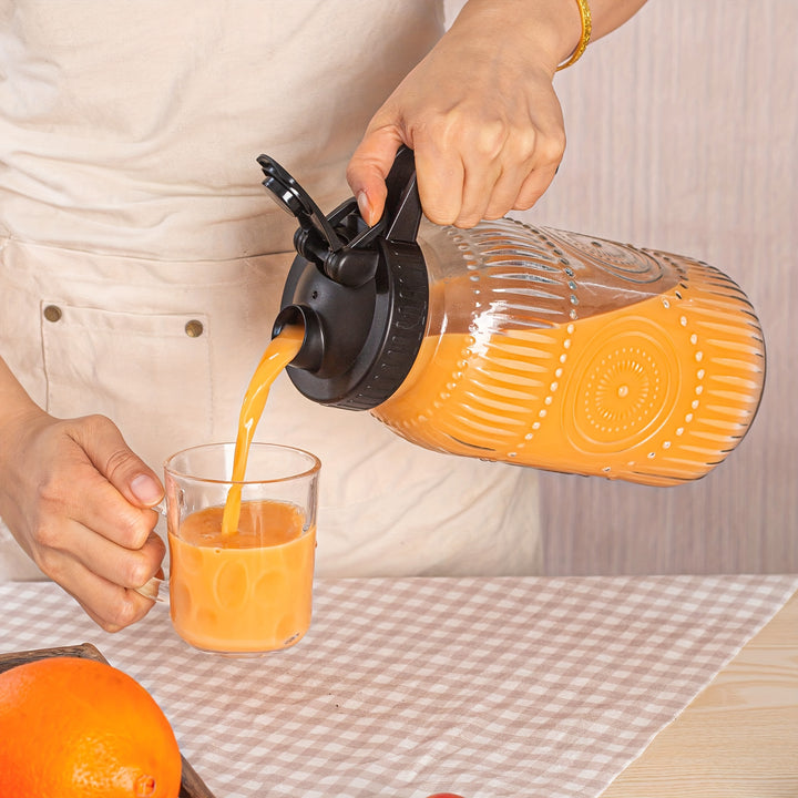 2-Quart 64 Oz Vintage Half Gallon Mason Jar Pitcher with Wide Mouth and Airtight Lid - Large Glass Jug for Water, Juice, Milk, Tea, Iced Coffee and Drinks