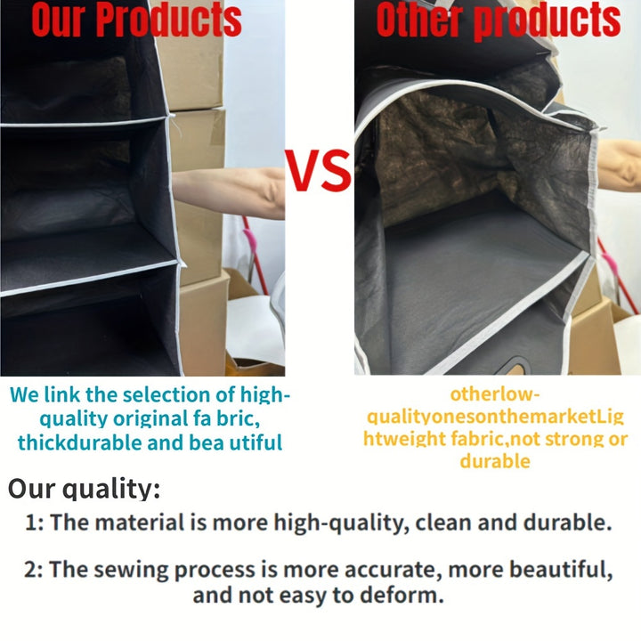 1pc Universal Car Trunk Organizer, Portable Foldable Waterproof Auto Storage Bag With 3 Compartments, For SUV, Truck, Van, Sedan Christmas Gift