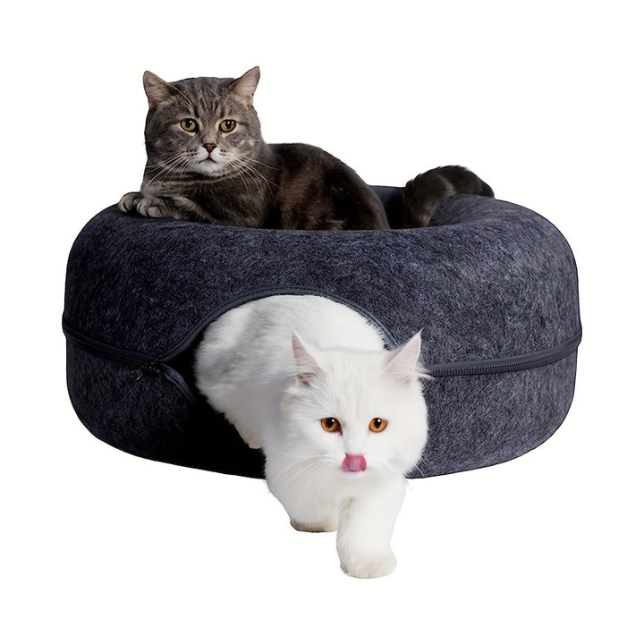Spacious Multi-Cat Donut Bed - Detachable, Washable, Scratch-Resistant, Large Capacity for Indoor Cats - Perfect for Big Felines and Multiple Pets