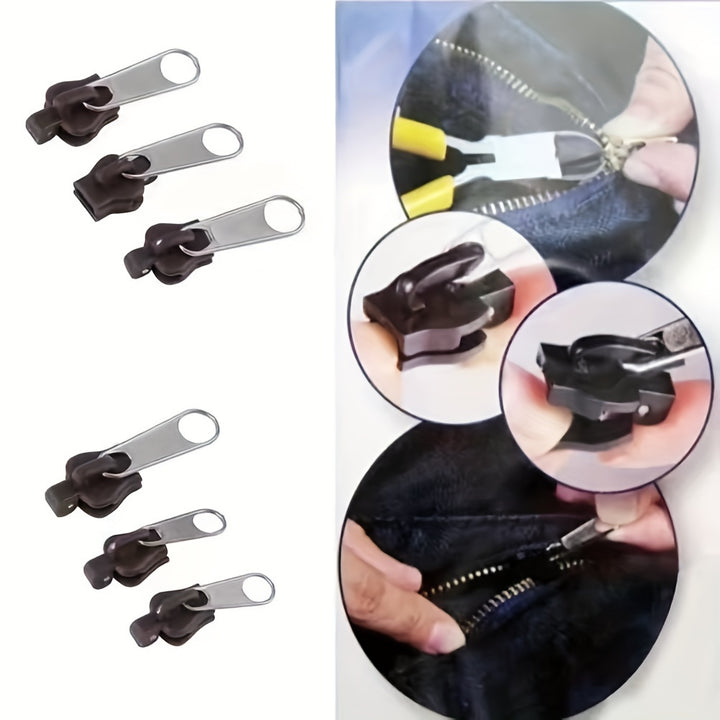 6pcs Instant Zipper Repair Kit With Universal Design & Multiple Sizes, Replacement Zipper