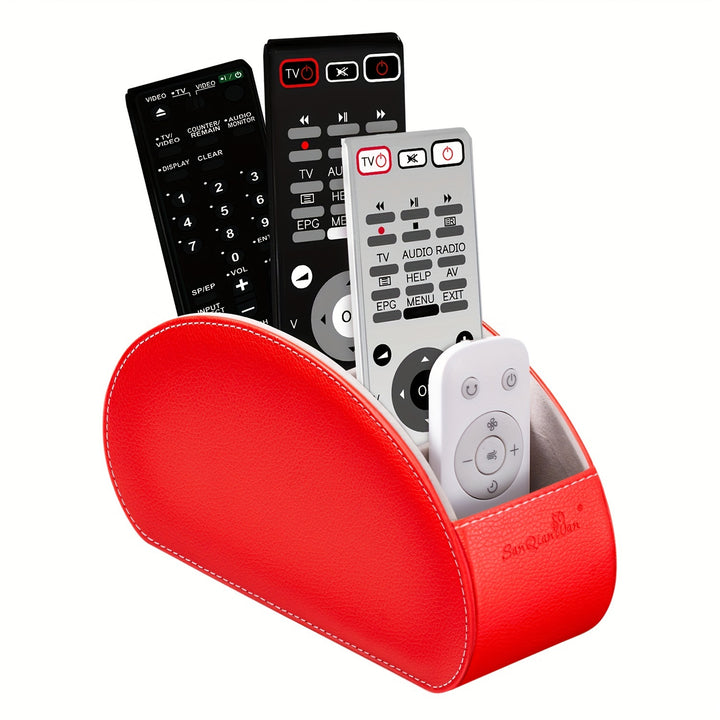 [5 Grid Partition Storage Box] Storage Box For SANQIAWNAN5 Grid Partition PU Remote Control Holder, Multifunctional Desktop Storage Box, Storage For TV Remote Control, Media Equipment Remote Control, Pen Holder, Brush Holder,