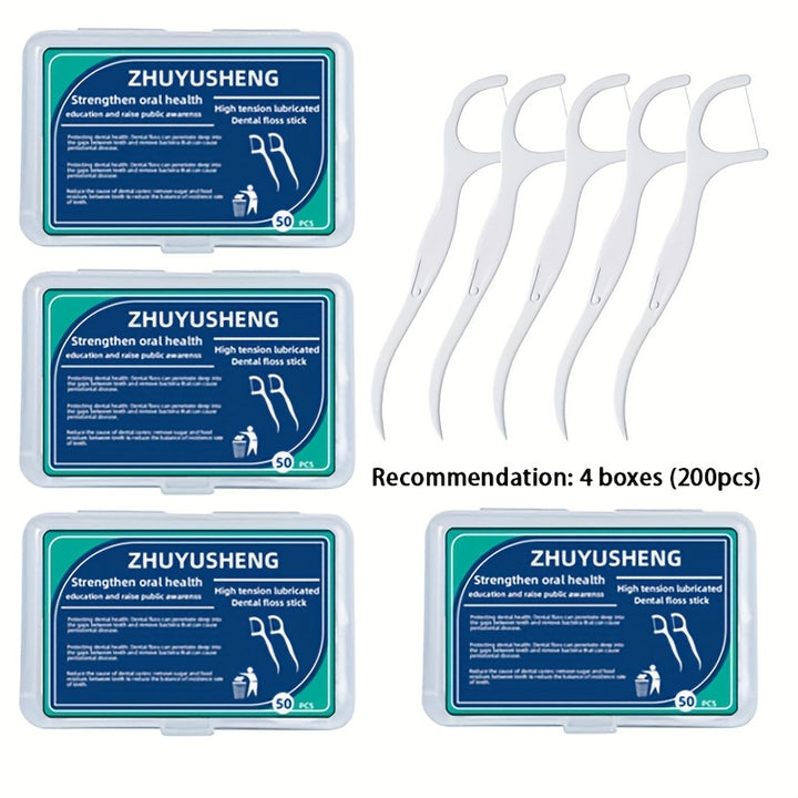 50/200 Count Dental Floss Picks, Sealed Storage Box.Extra Thin Glide, Advanced Clean Floss Picks, Suitable For Oral Care, No Break & No Shred Floss, Portable Disposable Dental Floss Stick, Essential For Daily Travel And Home