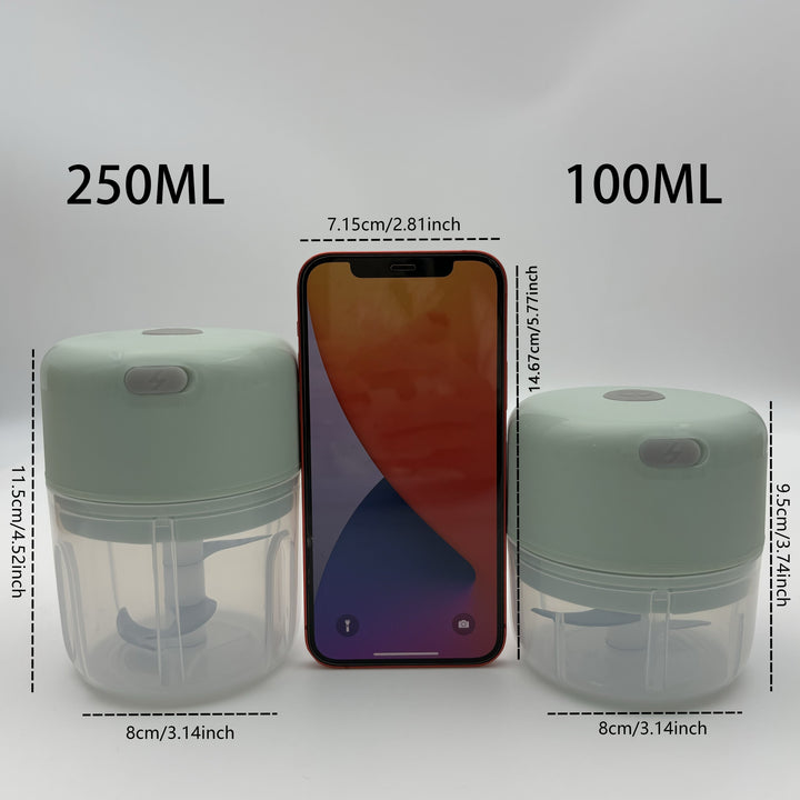 100/250mL USB Rechargeable Electric Garlic Chopper - Strong &Durable Grinder For Chilli, Ginger & Vegetables!