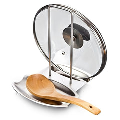 1pc Large Capacity Stainless Steel Pot Lid Rack Shelf
