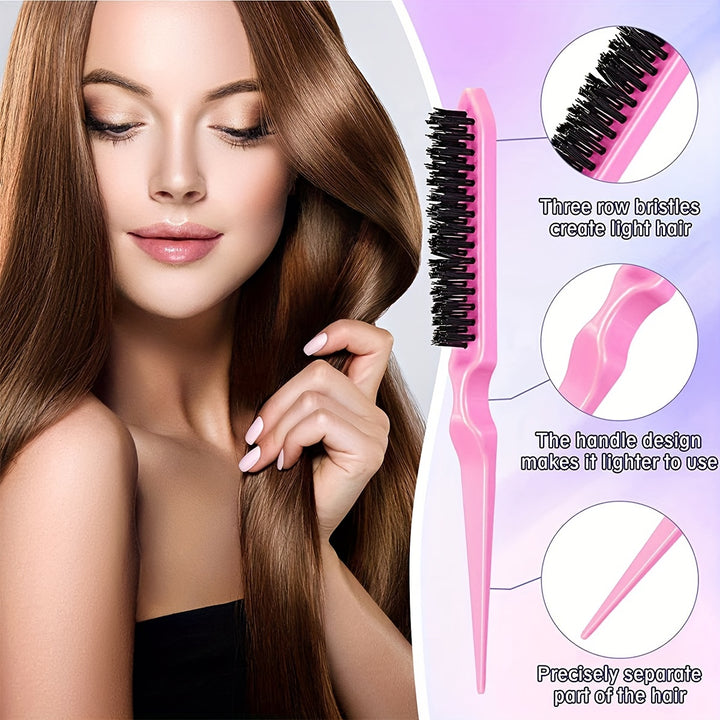 4Pcs/Set Watering Can Hair Styling Comb Set Tease Hairbrush Rat Tail Comb Edge Brush For Edge & Black Brush, Combing, Smoothing Hair