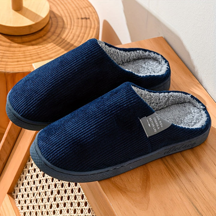 Cozy Plush-Lined Winter Slippers for Couples - Non-Slip, Thick Sole Indoor Shoes with Soft Fabric Lining