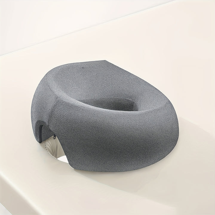 Modern U-Shaped Face Pillow for Spa & Salon Use - Soft Polyester Fabric, Cushion, Zipper Design, Machine Washable, All-Season Comfort, Grey, Massage Accessory | Sleek Spa Equipment | Zipper for Maintenance, Spa Accessories