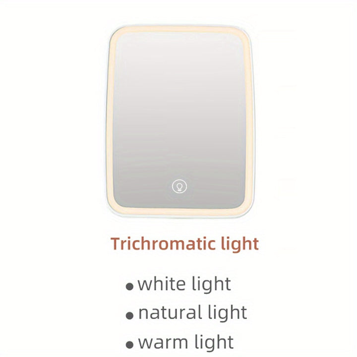 LED Desktop Makeup Mirror Adjustable Brightness USB Charging