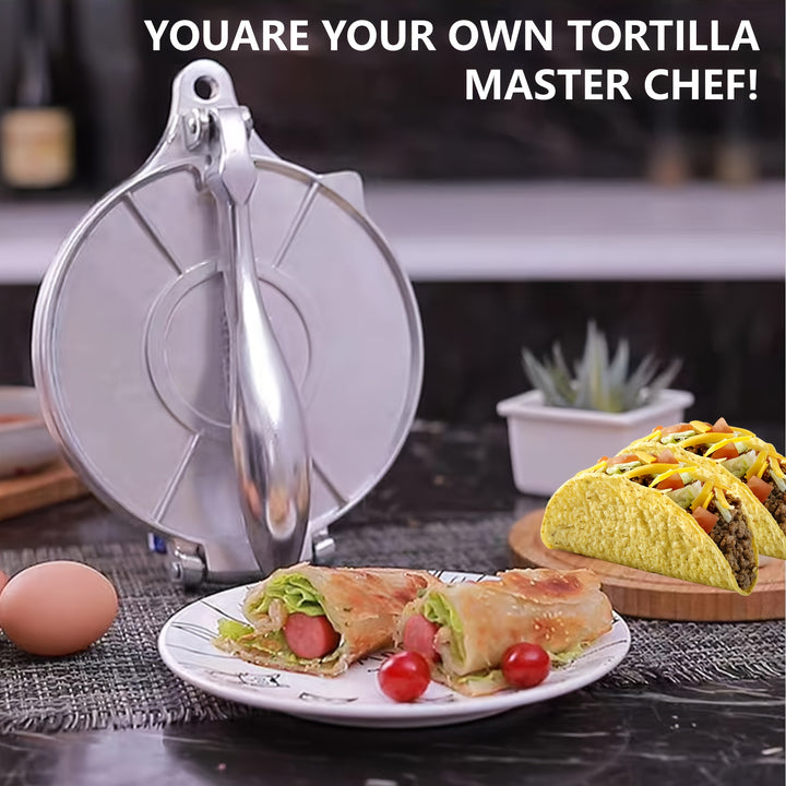 6.5 Inch Corn Tortilla Press Dough Press Corn Tortilla Maker Corn Tortilla Manufacturing Machine Press Press Cutter Patty Rotating Pizza Press Silvery