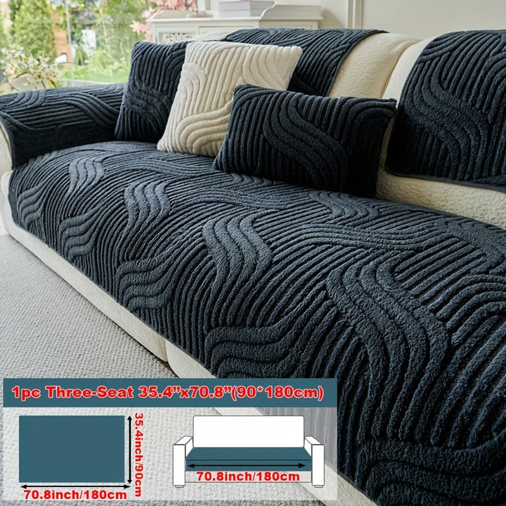 [1pc Breathable Sofa Cover] 1pc Plush Non-Slip Sofa Cover, Modern Luxury, Pet-Friendly, Breathable, Fashionable Home Decor, Suitable for Living Room, Bedroom, Office, Polyester Fabric, Machine Washable, No Print, 250-300g Squ