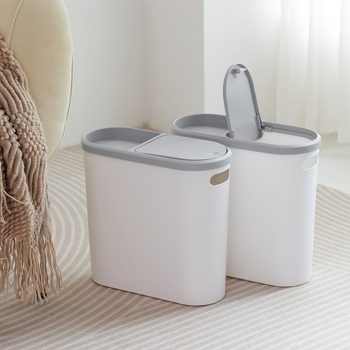 2/1pc Bathroom Trash Can, Compact And Durable Plastic Wastebasket with Built-In Handles, Easy to Clean, Rustproof, Space-Saving Design, Ideal for Small Spaces in Bathroom, Laundry, And Home Office.