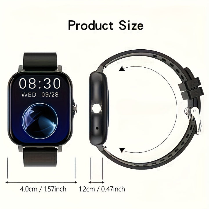 Orologio Smart Wireless per Android e iPhone, Design Slim Senza Bordo, Modalità Sportive Multiple, Avviso di Sedentarietà, Previsione Meteo, Notifiche di Messaggi