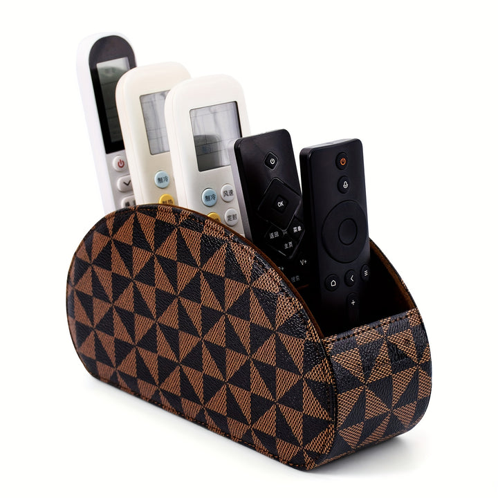 [5 Grid Partition Storage Box] Storage Box For SANQIAWNAN5 Grid Partition PU Remote Control Holder, Multifunctional Desktop Storage Box, Storage For TV Remote Control, Media Equipment Remote Control, Pen Holder, Brush Holder,