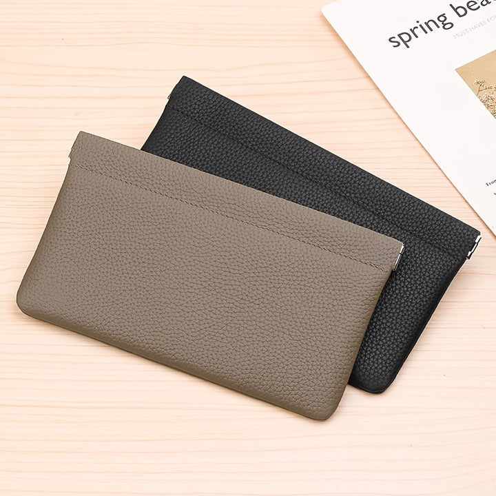 GERUOLA Genuine Leather Long Wallet - Simple Style, Self-Closing, Passport & ID Holder, Multi-Purpose Storage for Travel & Daily Use