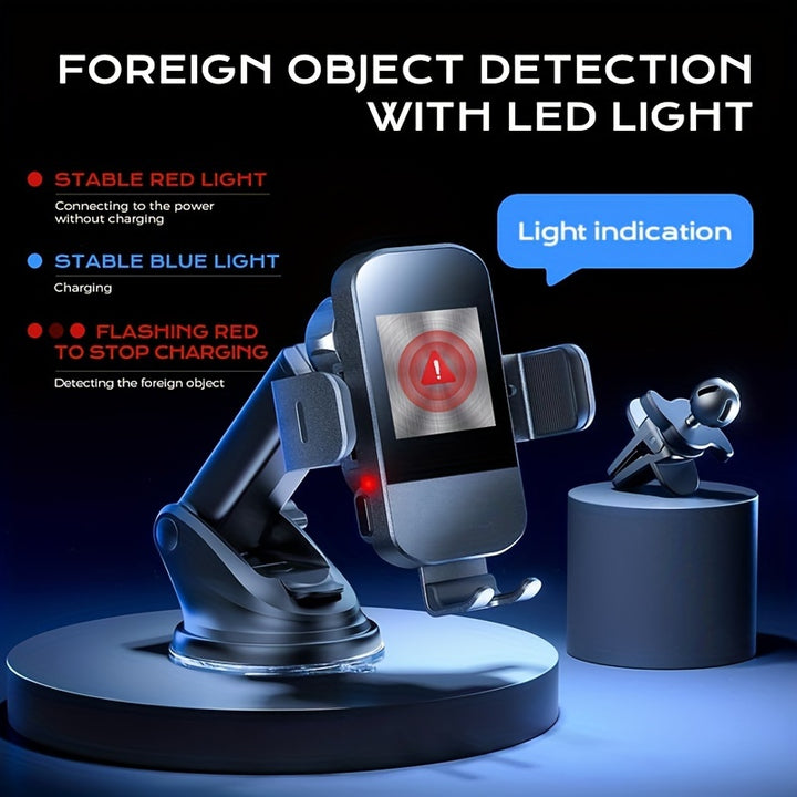 [Fast Wireless Car Charger] Fast Charging Wireless Car Charger, Auto Clamping Car Charger Phone Mount Phone Holder, Without Battery