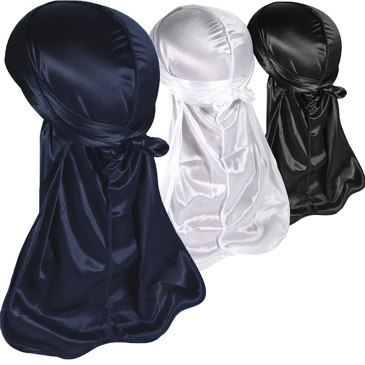 ZTZI 1/2/3/10 Pack Men'S Durag Shower Cap Bandana, 100% Polyester Long Tail Waves Cap, Unscented, Bathroom Accessories