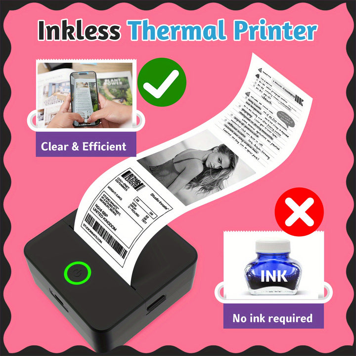 Impresora de Etiquetas Mini Sin Tinta – Impresora de Bolsillo para Notas, DIY, Estudio y Etiquetas – Portátil y Compacta, Compatible con Teléfono para Imprimir Fácilmente en Cualquier Lugar