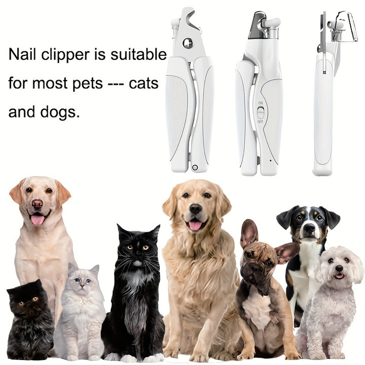 LED Pet Nail Clippers, Cat Nail Clippers, Dog Nail Clippers, Cat and Dog Nail Scissors, with USB Charging, with File, Anti-Nail Splash