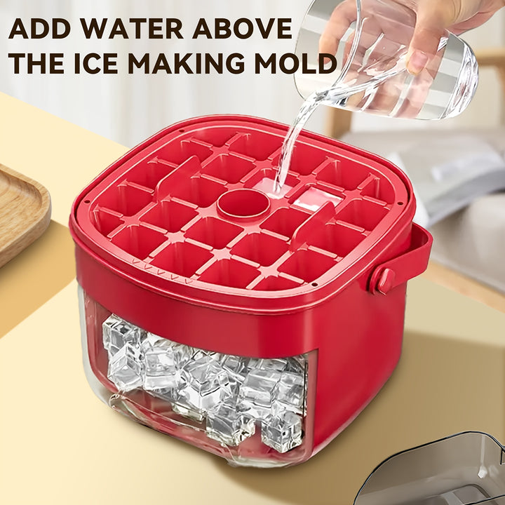 48 Extra-Large Ice Maker - Double Layer, Food Grade Plastic Storage Tray - Portable Design For Beverages, Tea & Coffee, Essential Kitchen Gadget.