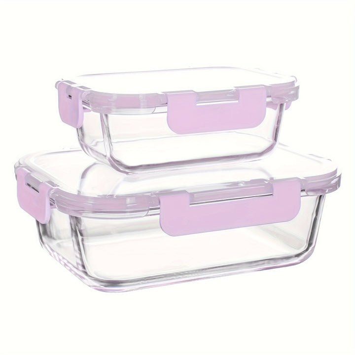 2/10 Stück Glas-Mahlzeitvorbereitungsbehälter Set, Lebensmittelaufbewahrungsbehälter mit luftdichten Deckeln, Glas-Lunchboxen für Zuhause, Küche, Büro-Lunch