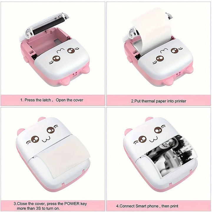 A Tree Science Portable Mini Printer - Cute Cartoon Design, Wireless Thermal Printing, Inkless & USB Rechargeable, 1200mAh Battery, Compatible with Android & iOS Smartphones - Perfect for Home Office, Study, Labels, Photos &