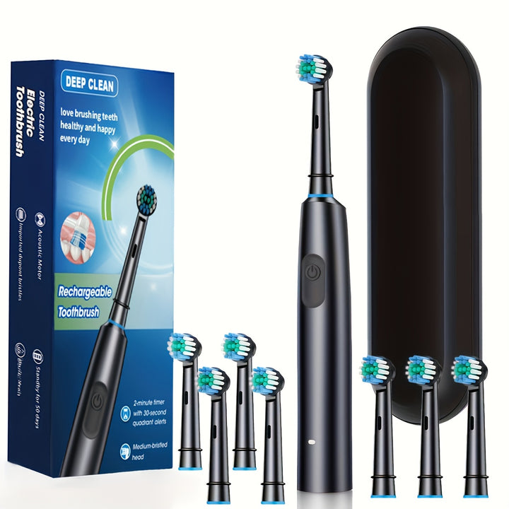 5 Modes Of Electric Toothbrush, 8-head Electric Toothbrush With Rotatable Soft Bristles - Quick Cleaning, USB Charging, Intelligent Timing Function, Including Travel Box - Perfect Gift For Both Men And Women, Black/pink/white