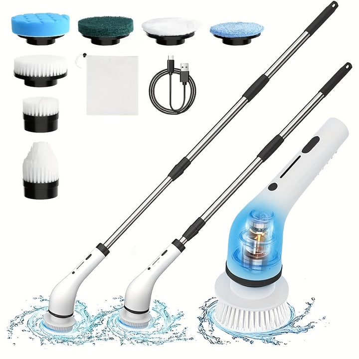 2025 9in 1 Electric Spin Scrubber | Dual Adjustable Speeds | Cordless | Adjustable & Detachable Handle | 9 Replaceable Brush Heads | Up to 420RPM | for Floor, Bathroom, Tub, Tile