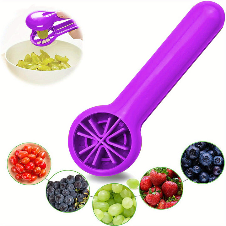 1pc, Grape Cutter, Tomato Cherry Strawberry Cutter, Green Multifunctional Vegetable And Fruit Cutter, No Blade, Creative Kids Supplies, Kitchen Gadget Kitchen Accessories
