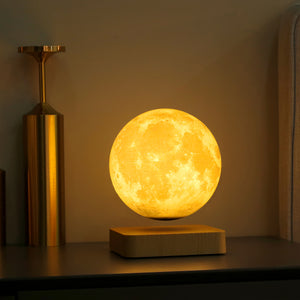 Lâmpada de Atmosfera Decorativa Romântica, Lâmpada de Mesa com Estrela e Luz Noturna da Lua, Lâmpada da Lua Flutuante Magnética com 3 Modos de Iluminação, Lâmpada de Mesa de Levitação Impressa em 3D para Decoração de Escritório, Quarto e Casa