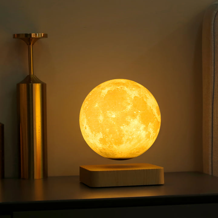 Romantic Decorative Interior Atmosphere Lamp Star Night Light Moon Levitating Moon Table Lamp, Magnetic Floating Night Light With 3 Lighting Modes, 3D Printed Levitation Bedside Table Lamp For Office Bedroom Home Decoration